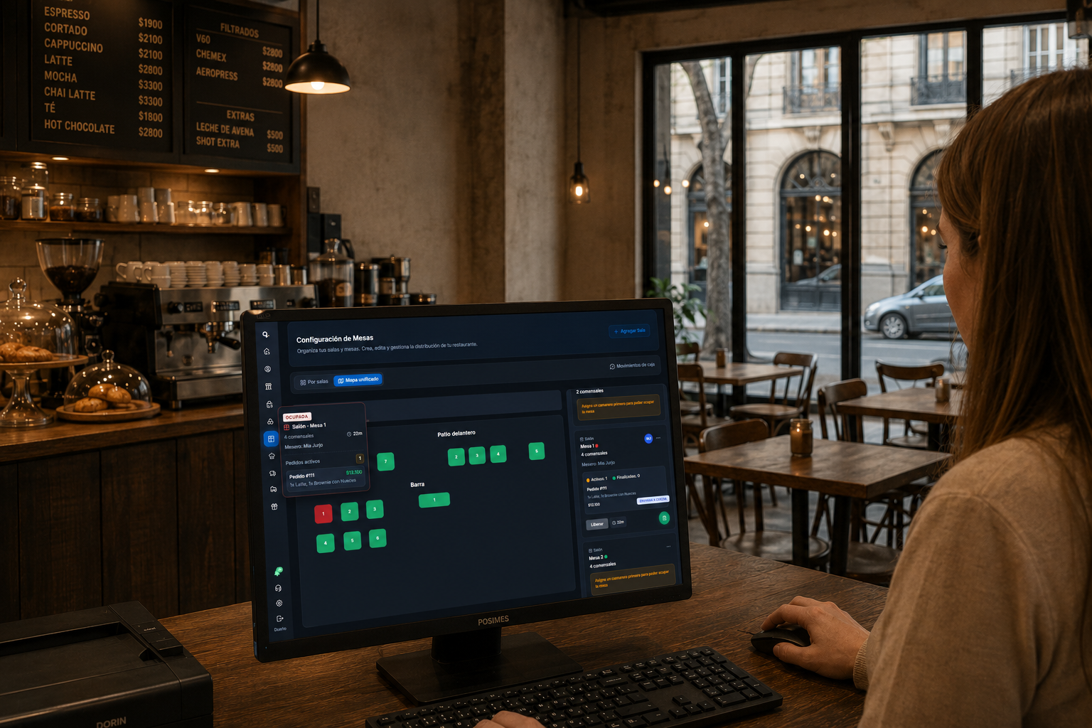 Gestion en un restaurante: configuración de mesas del salón
